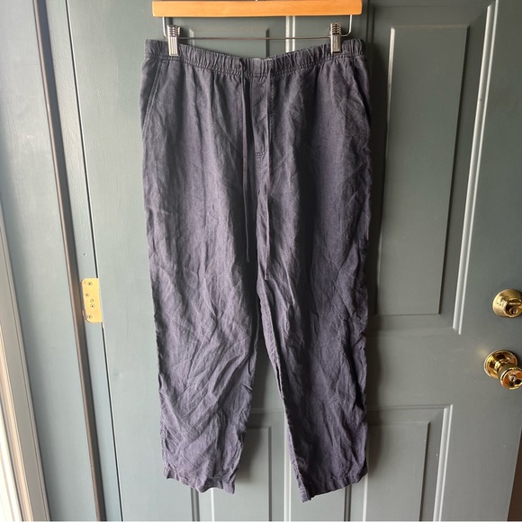 FOR JUDY Mango Navy Linen drawstring pants size M - Picture 2 of 6